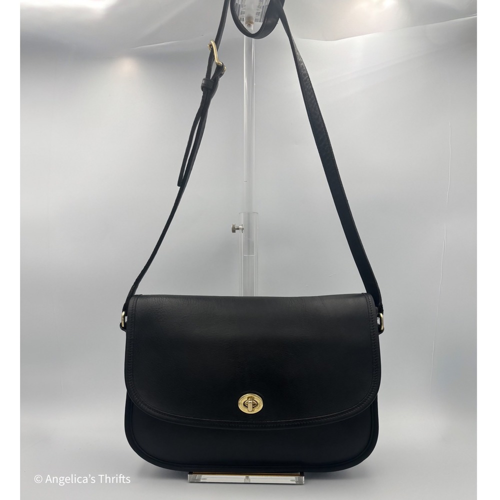 Vintage Coach City Bag 9790 | 90s Black Glove-Tanned Leather Turnlock Crossbody